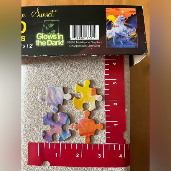 Set of 2 kids puzzles. Glow in dark unicorns 9”x12”. Bunnies 15”x11”. Age 5 & up - Picture 4 of 7
